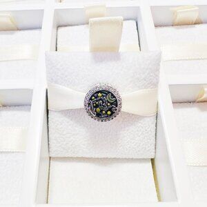 925 Sterling Silver Van Gogh Starry Night Charm Bead With Phrase Fits Pandora